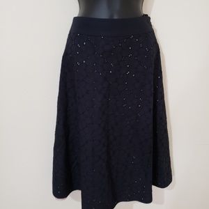 INC Navy blue flower layered midi skirt